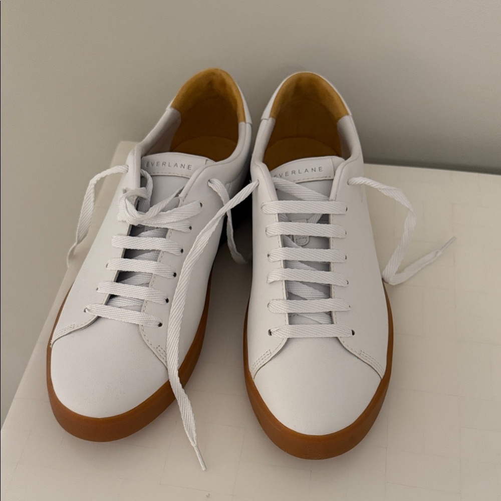 Everlane Women's White Sneakers with Tan Sole